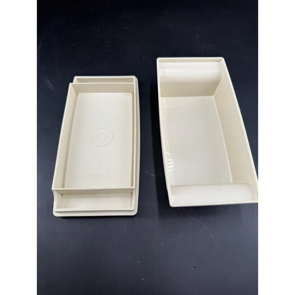 Vintage Tupperware Almond #1511 & #1512 Double 2 Stick Butter Dish Container